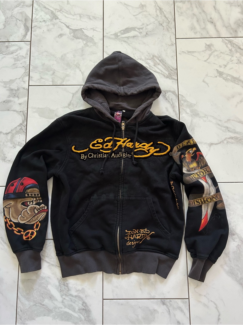 y2k Ed Hardy Vintage Full Zip Hoodie Christian Audigier